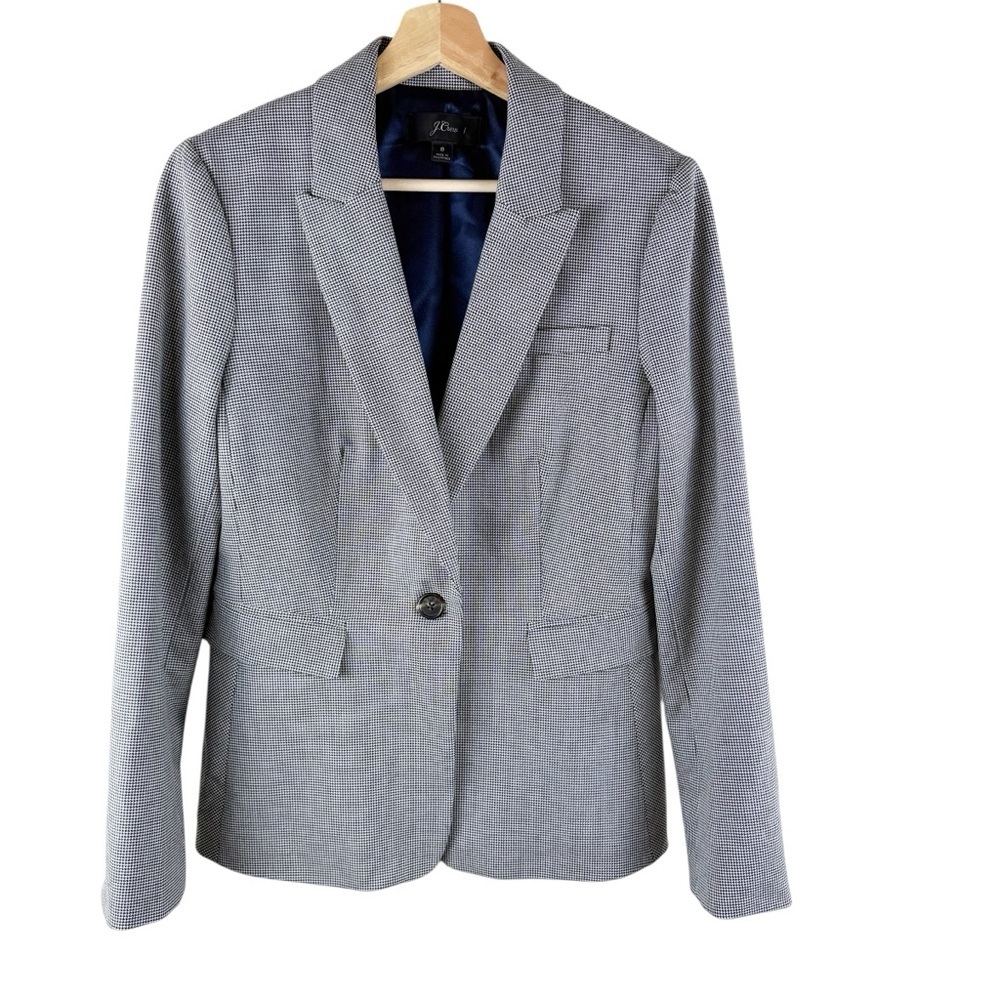 J. Crew Houndstooth Peplum Single Button Blazer Size 8 - Picture 3 of 10